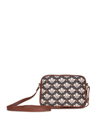 ZOUK Black Floral Printed Structured Sling Bag