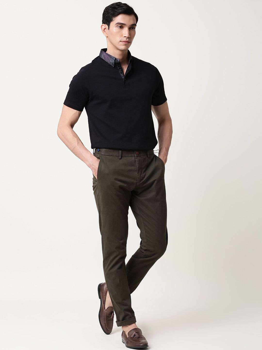 RARE RABBIT Men Trews-22 Mid-Rise Regular Fit Solid Trouser