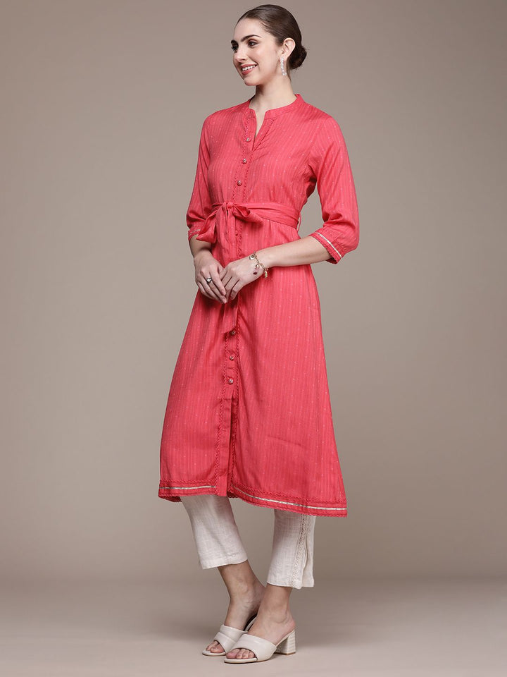 Anouk Women Woven Design Dobby A-Line Kurta