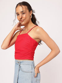 DressBerry Cherry Whisper Ruched Strappy Crop Top
