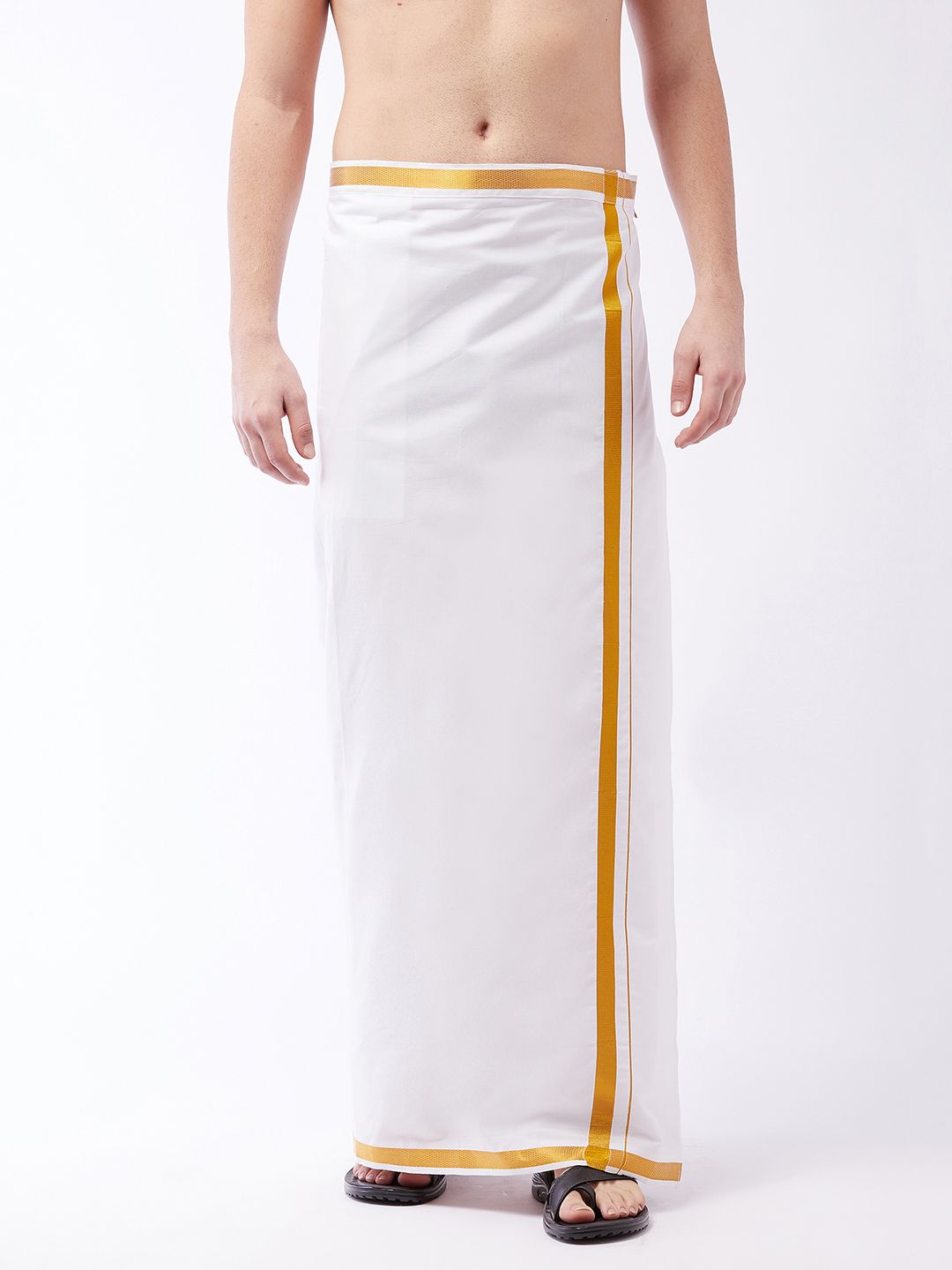 VASTRAMAY Men White Solid Cotton Dhoti