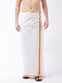 VASTRAMAY Men White Solid Cotton Dhoti
