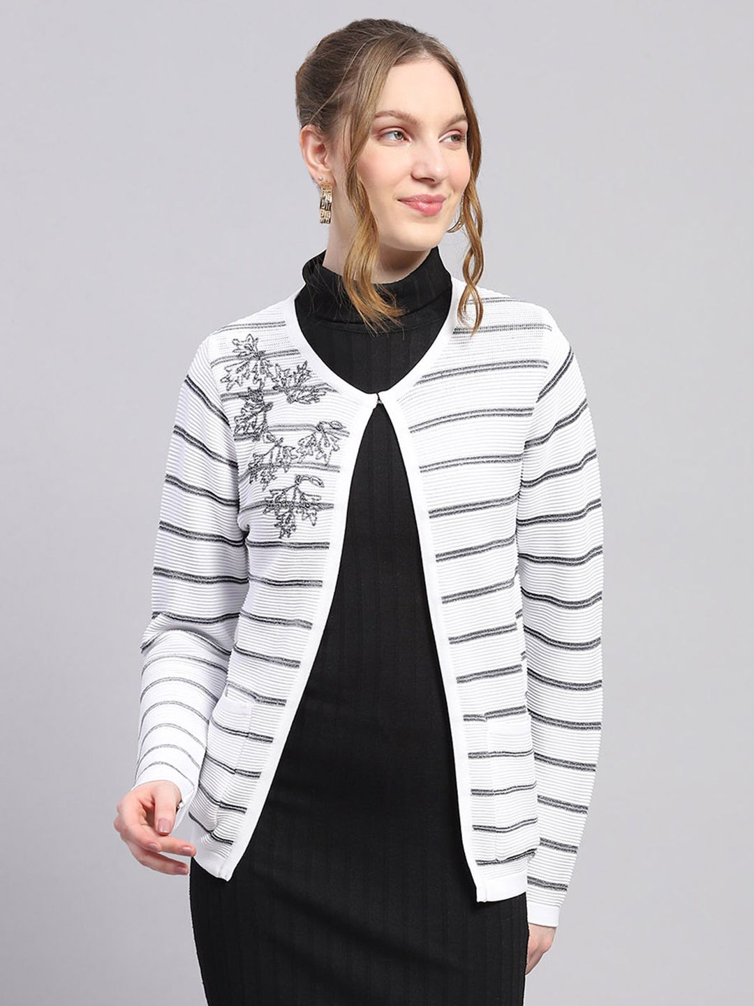 Monte Carlo Floral Design Striped Cardigan