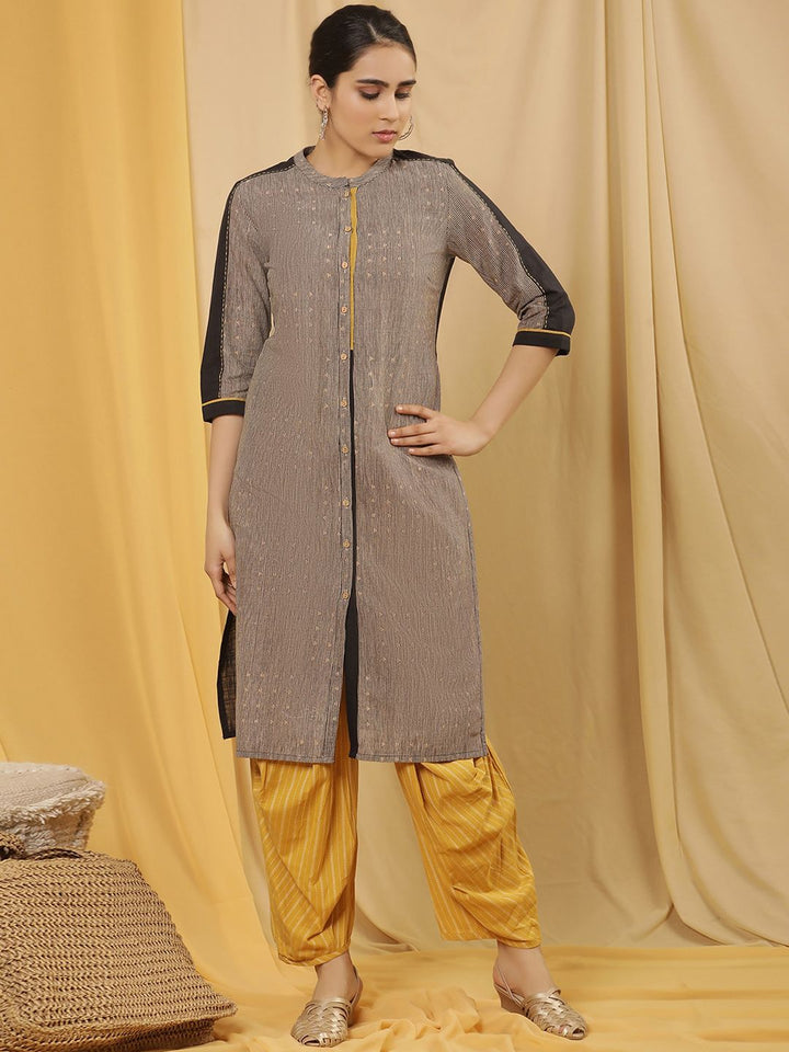 W Striped Regular Thread Work Pure Cotton Kurta with Salwar