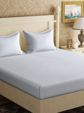 Myntra Elegant Homes Kapas Kelabu 300 TC Cadar Tempat Tidur King Halus dengan 2 Sarung Bantal-98 x 89 inci