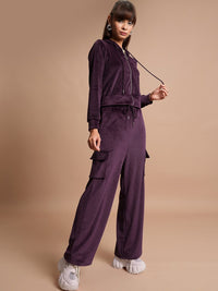 Tokyo Talkies Crop Hooded Sweatshirt with Wide Leg Cargo Pants