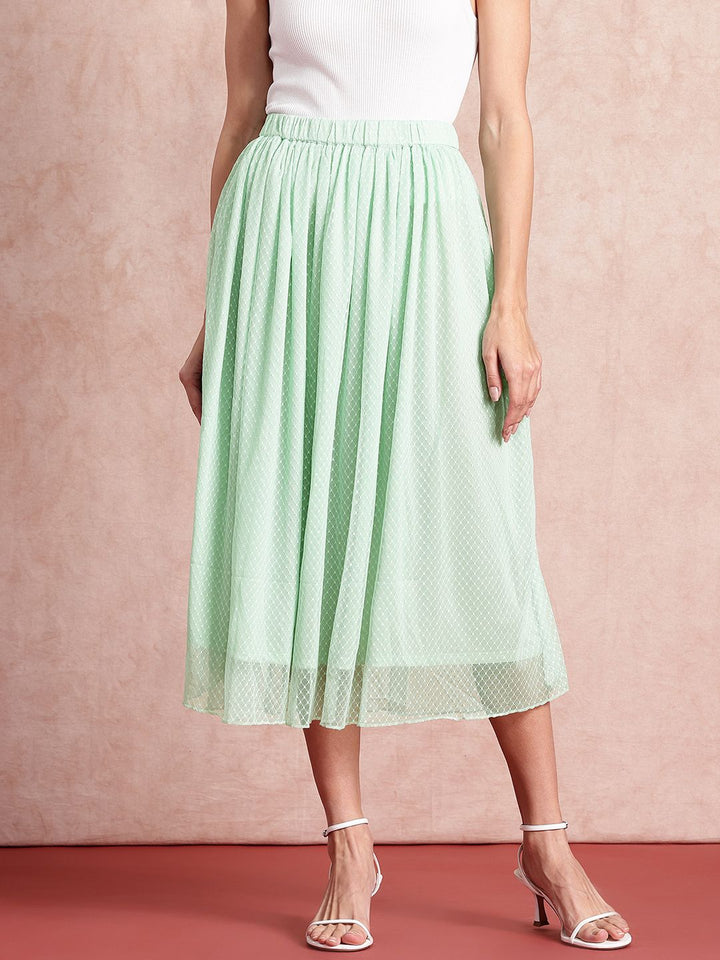 all about you Geometric Self Design Flared Midi Skirt