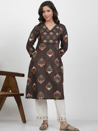 W Women Floral Printed V-Neck Kurta