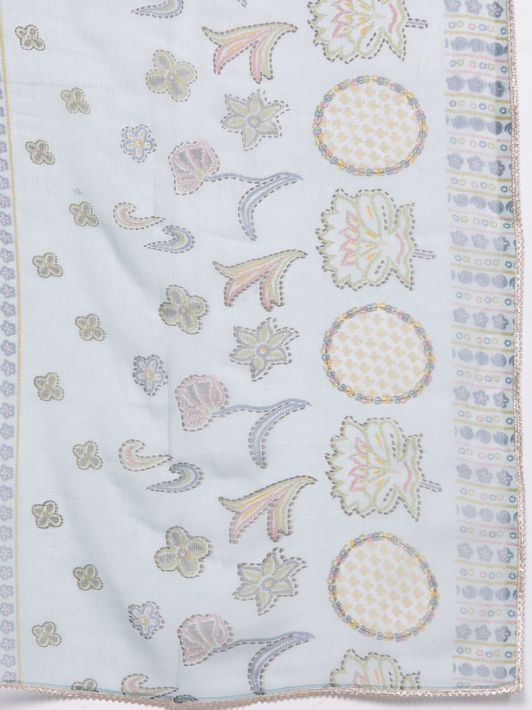 Libas Women Floral Printed Pleated Gotta Patti Kurta with Trousers & With Dupatta