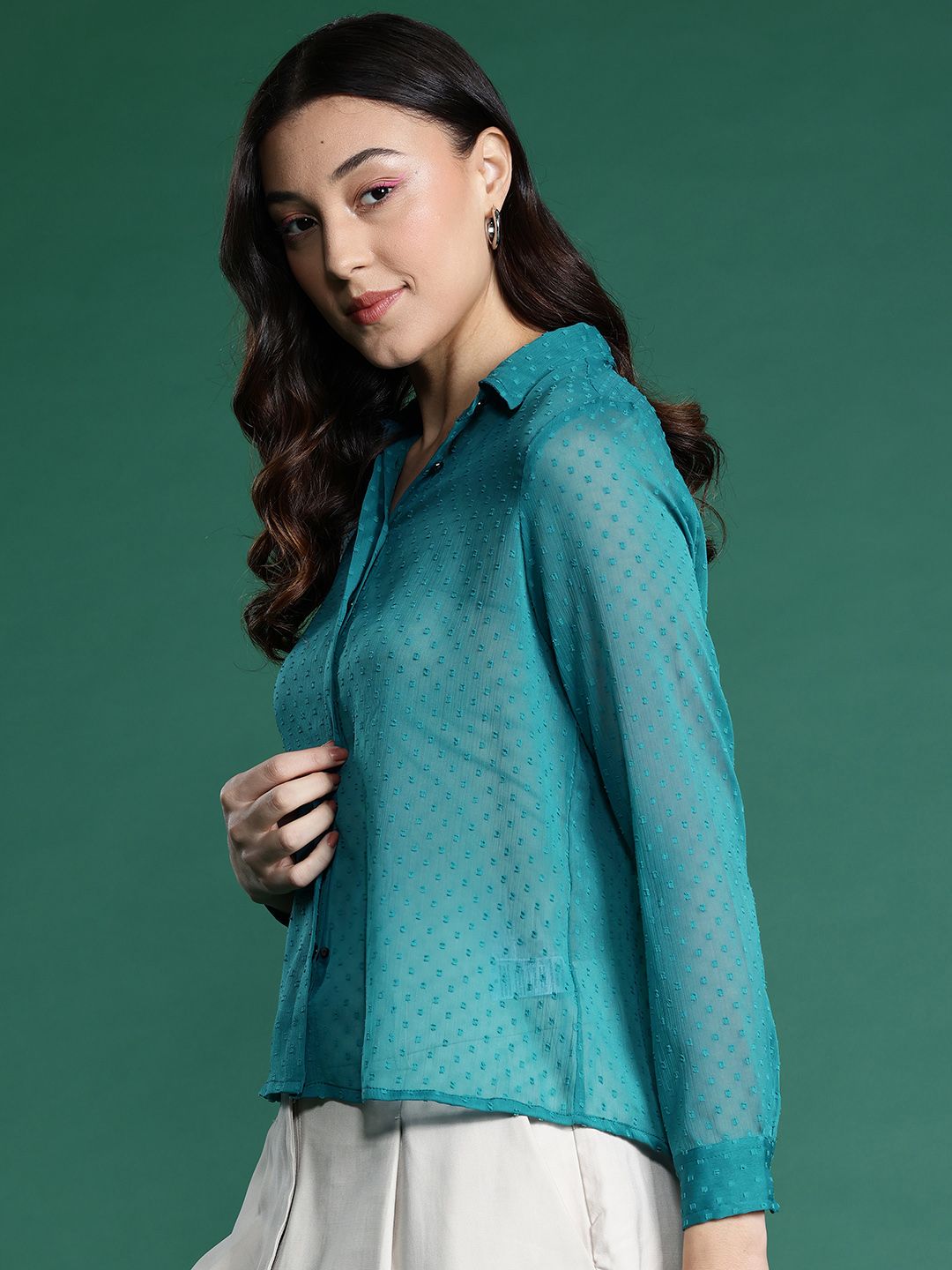 DressBerry Dobby Sheer Casual Shirt
