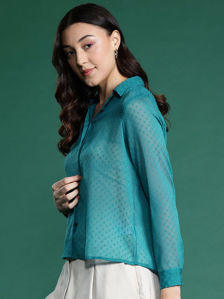DressBerry Dobby Sheer Casual Shirt