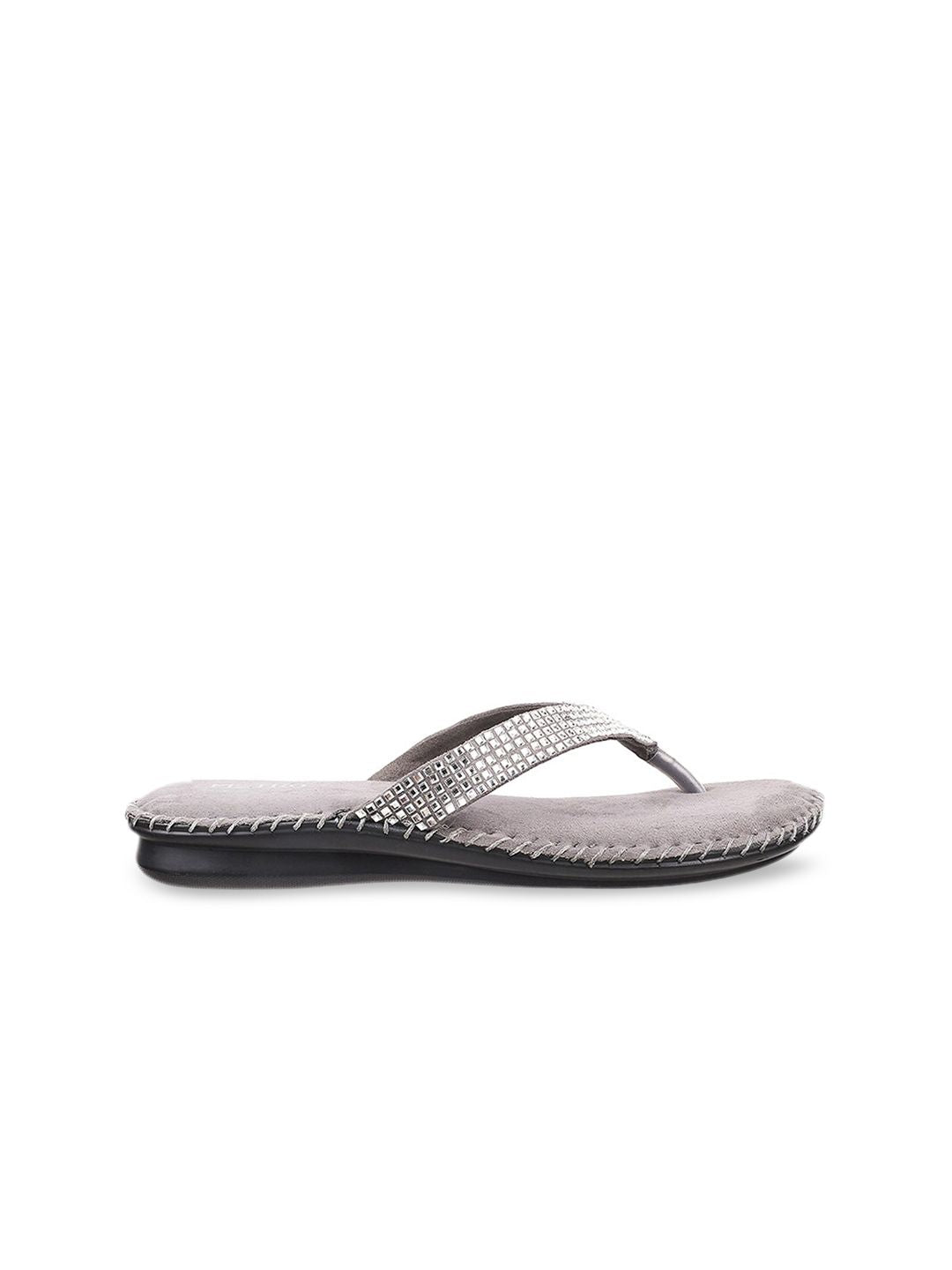 Metro Women Grey Embellished Sandals