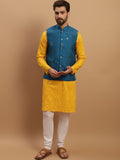 SOJANYA Embroidered Sequinned Pure Cotton Kurta with Churidar & Embellished Nehru Jacket