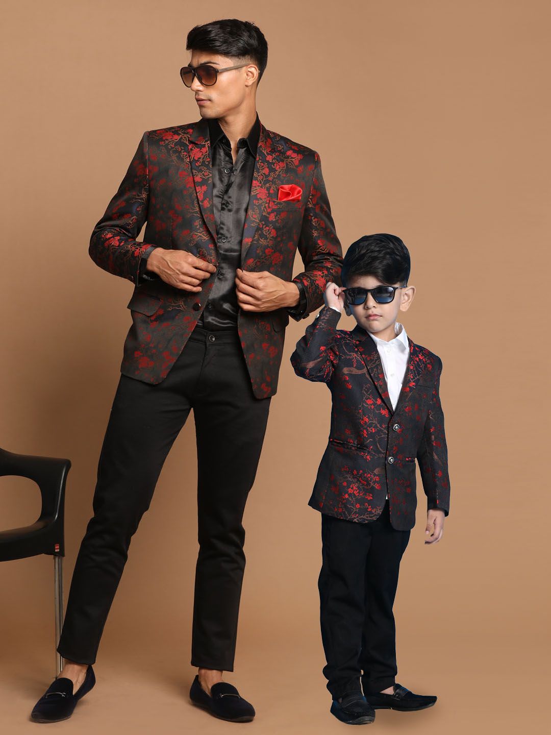 VASTRAMAY Boys Self Design Single Breasted Jaquared Blazer