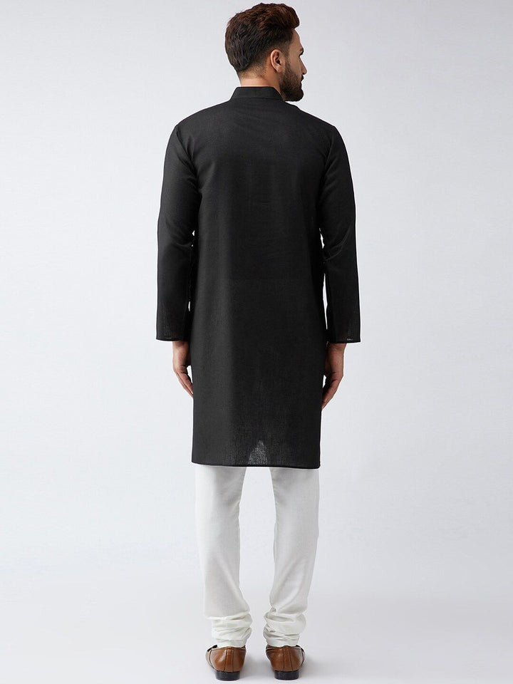 SOJANYA Men Black Solid Straight Kurta
