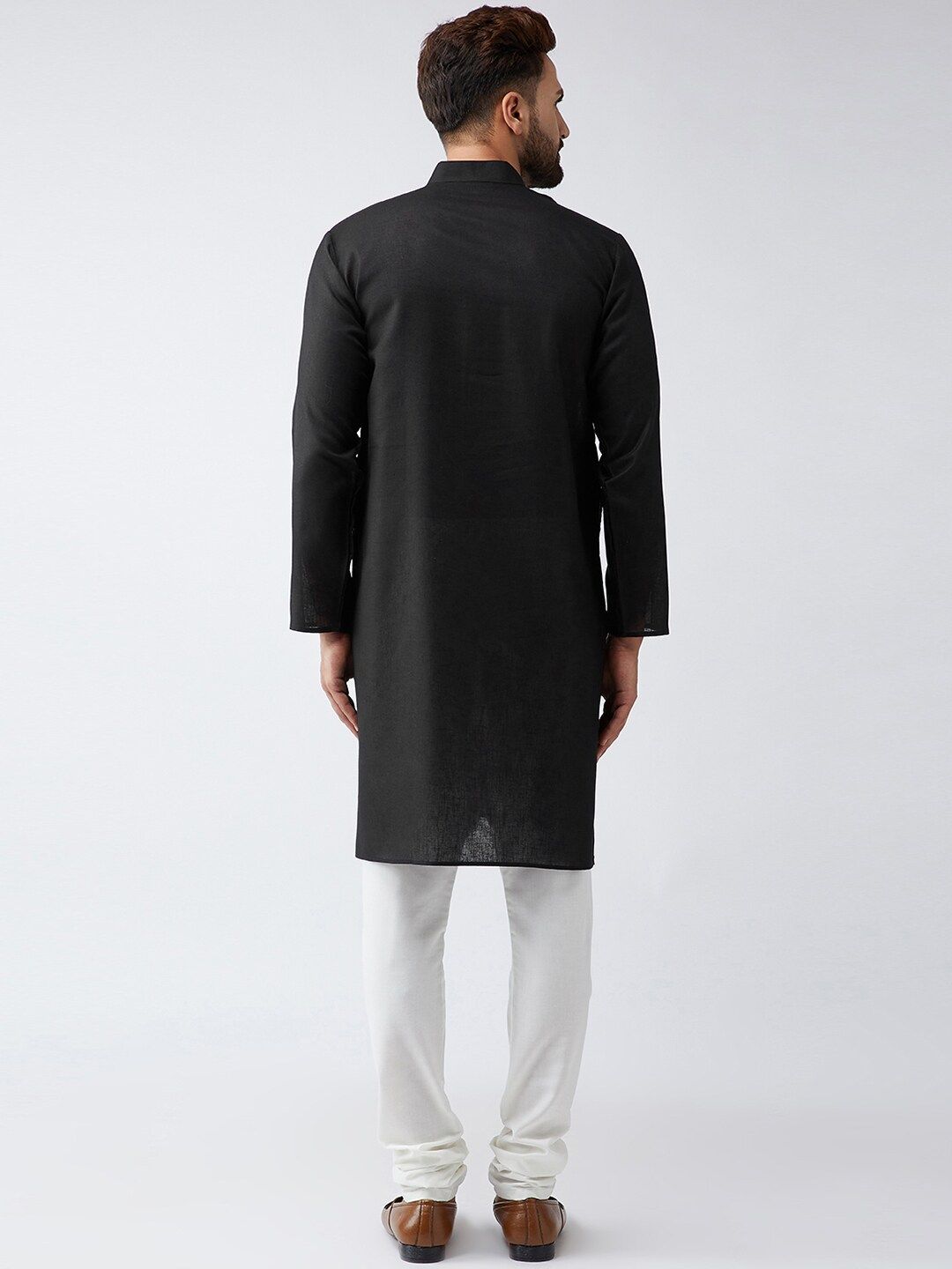 SOJANYA Men Black Solid Straight Kurta