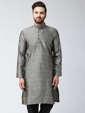 SOJANYA Lelaki Off-White & Black Woven Design Straight Kurta