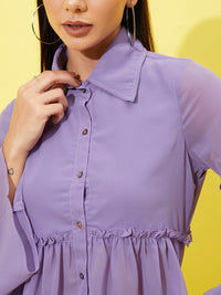 Athena Bell Sleeve Ruffles Shirt Style Top