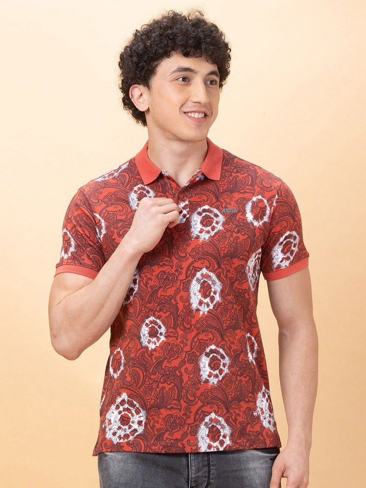 Being Human Men Printed Polo Collar Ethnic Applique T-shirt