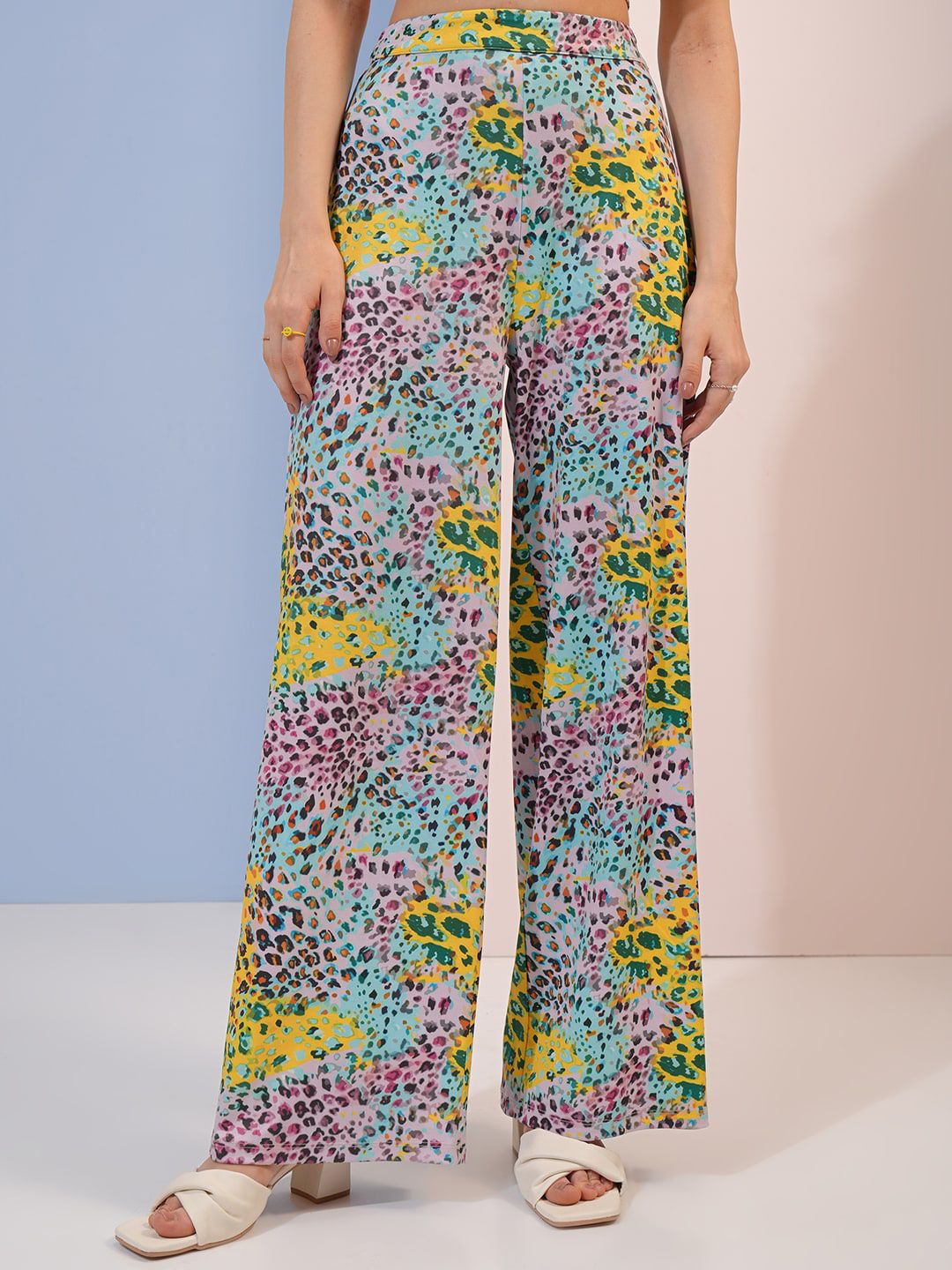 Tokyo Talkies Pink Animal Skin Printed Halter Neck Top And Trouser