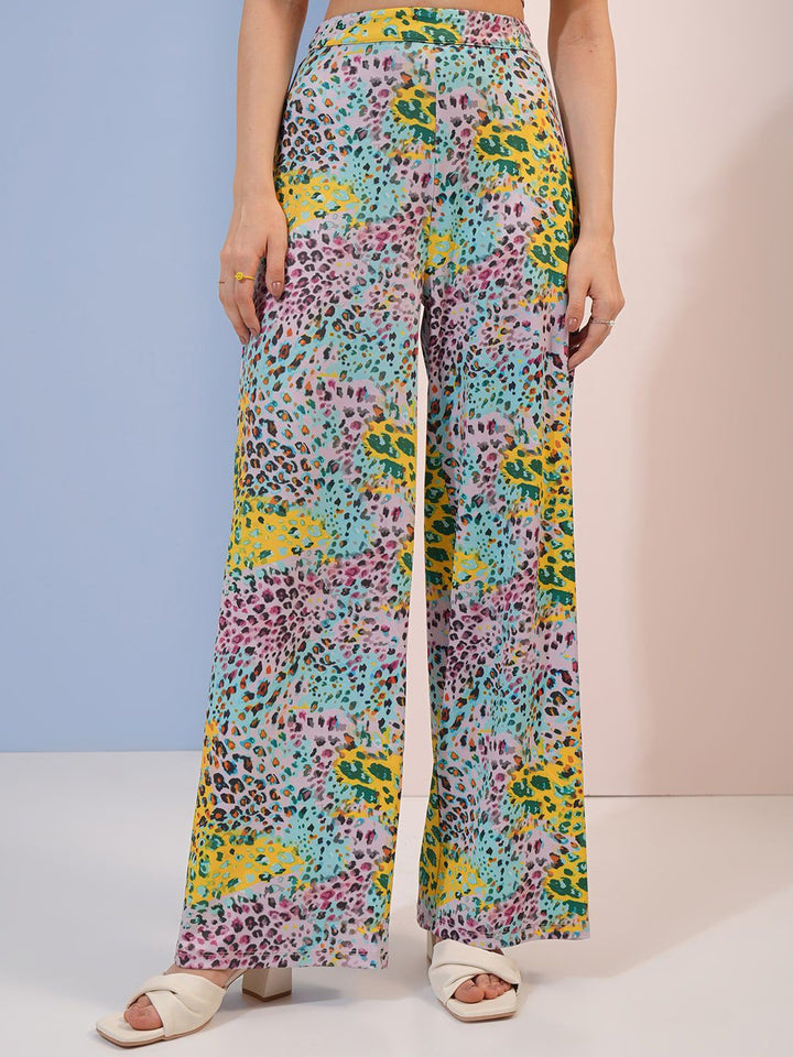 Tokyo Talkies Pink Animal Skin Printed Halter Neck Top And Trouser