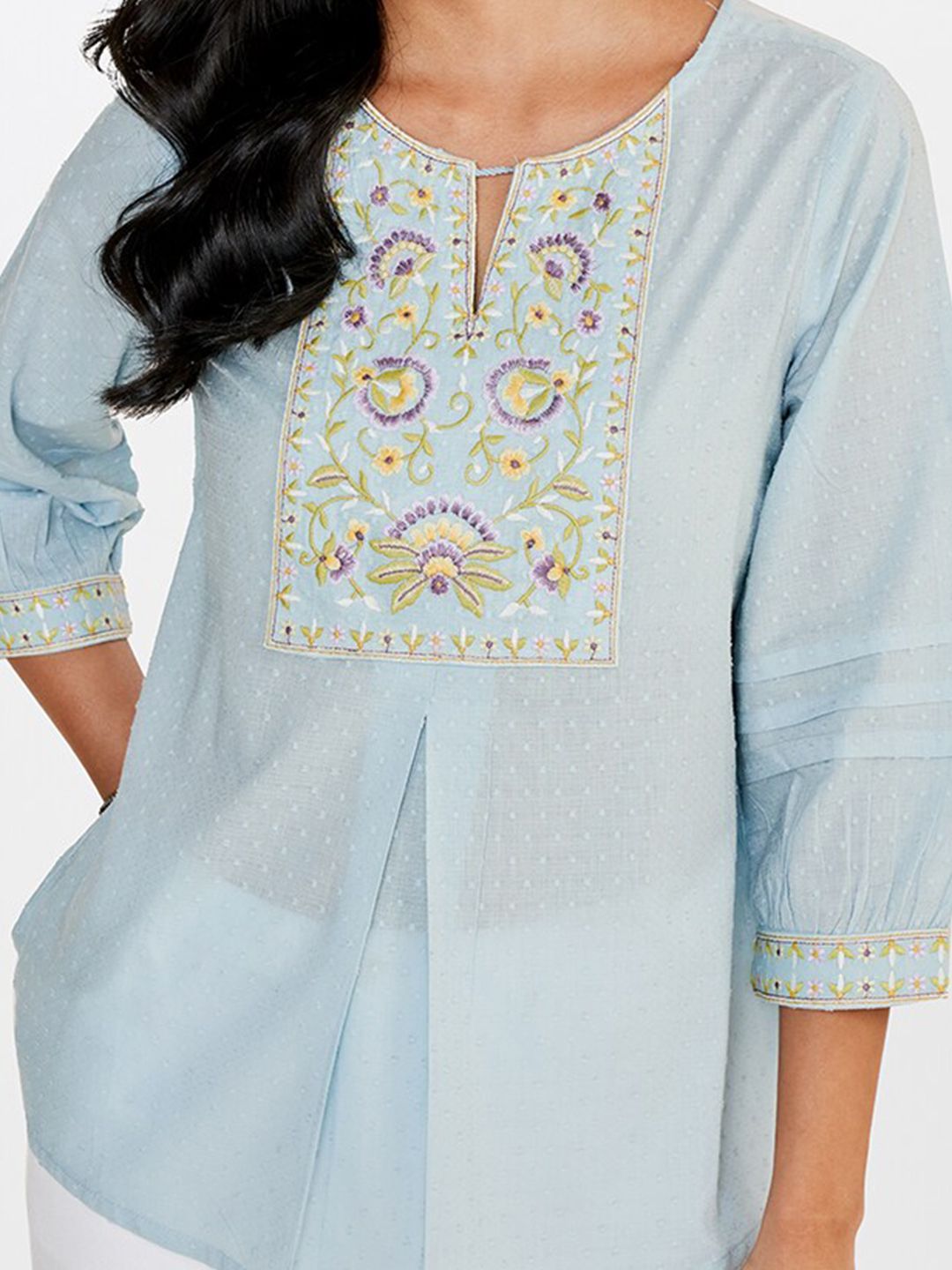 Global Desi Keyhole Neck Cotton Top