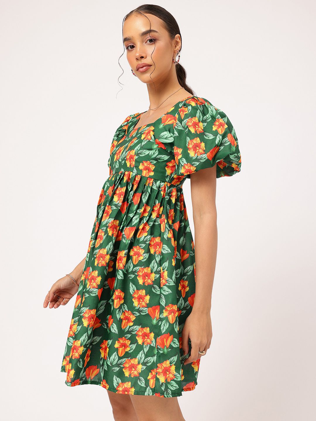 DressBerry Serene Serenity Floral Print Mini Empire Dress