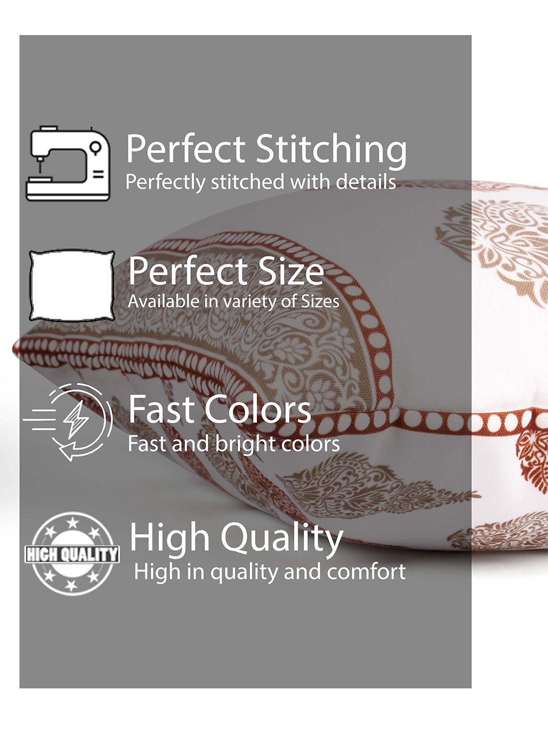 STITCHNEST White & Brown 2 Pieces Square Cushion Covers