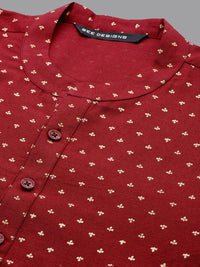See Designs Mandarin Collar Ethnic Motifs Printed Straight Cotton Kurta
