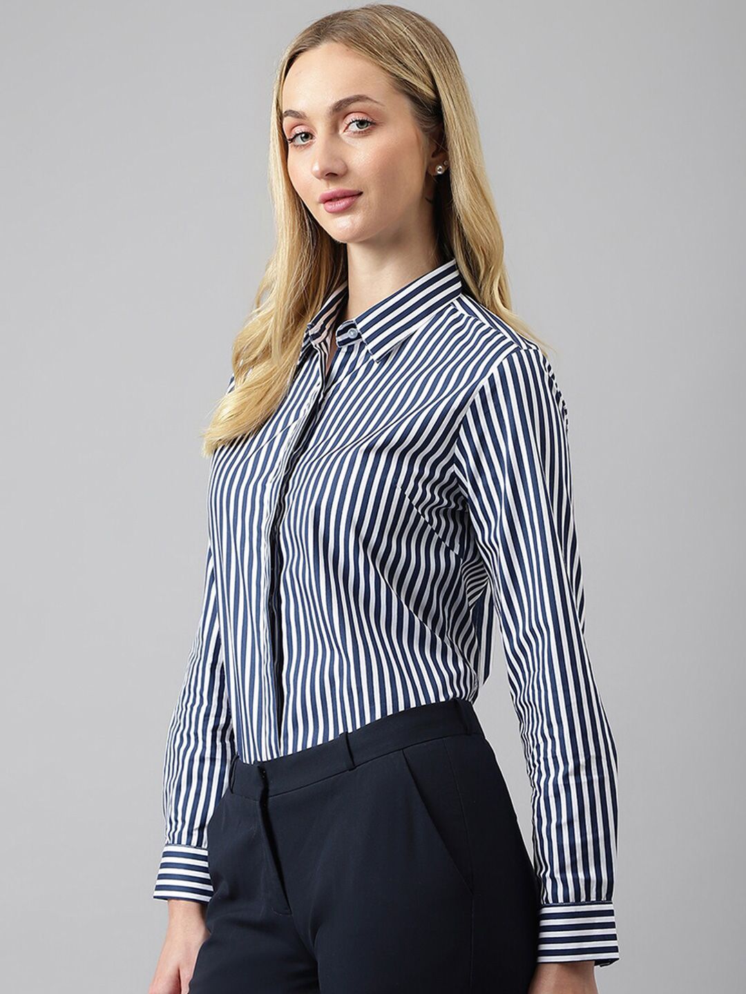 Hancock berjalur bersebelahan baju formal kapas tulen