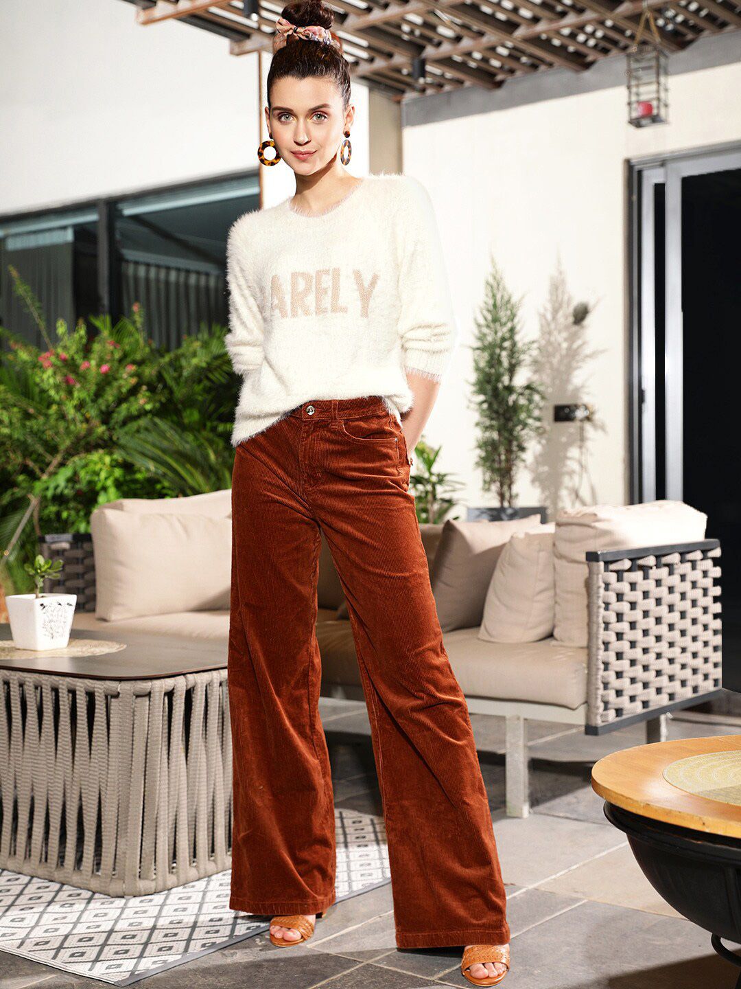 STREET 9 Women Cream-Coloured Typography Pullover
