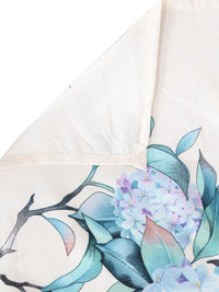 KLOTTHE White & Blue Floral 300 TC King Bedsheet with 2 Pillow Covers