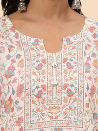 Mamicha Women Ethnic Motifs Printed Regular Thread Work Pure Cotton Kurta with Palazzos & With Dupatta