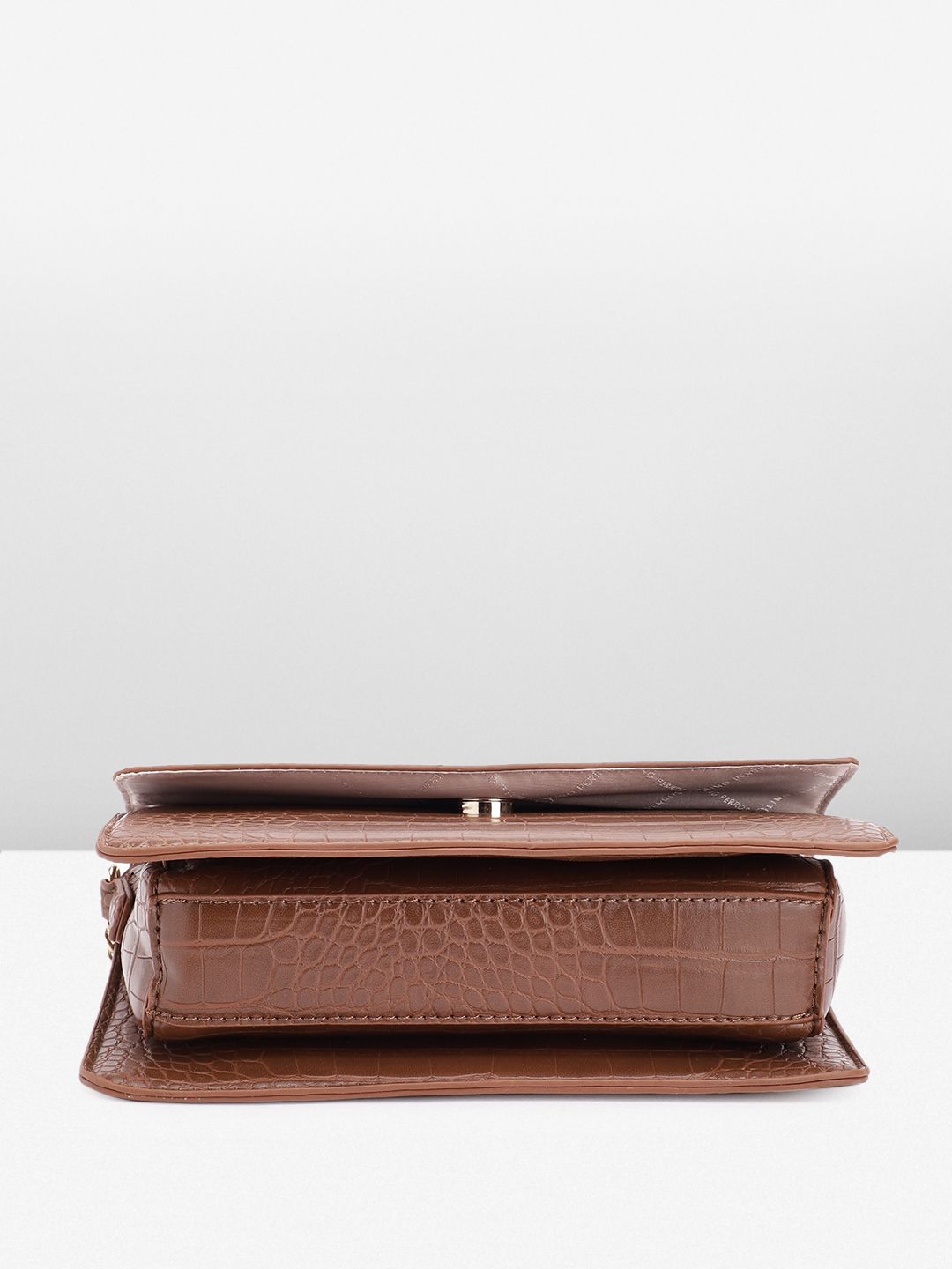 Lino Perros Croc Textured Structured Shoulder Bag