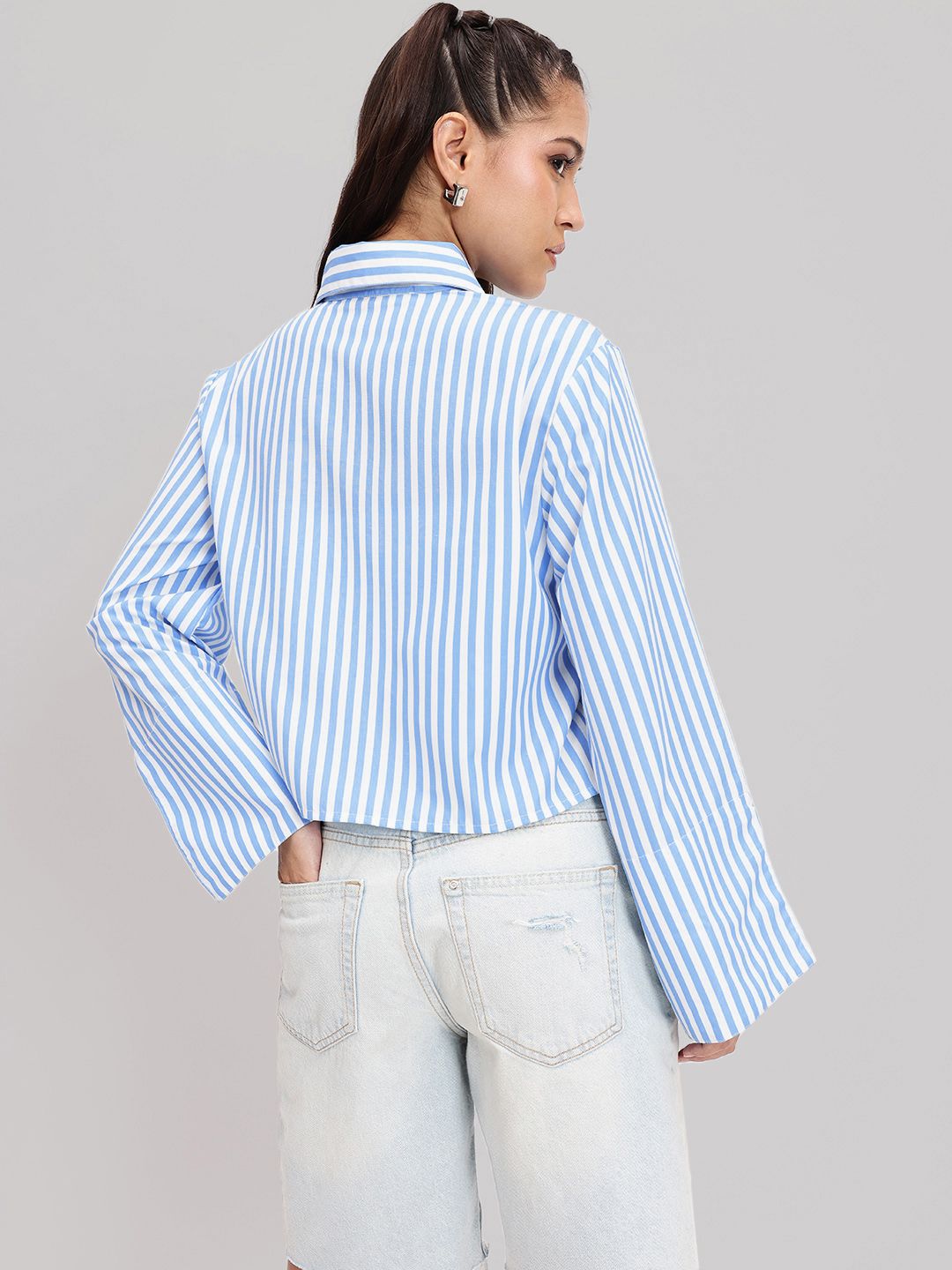 DressBerry Sleeve for Days Pointy Collar Striped Shirt
