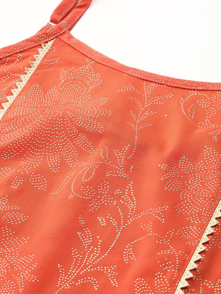 Anouk Ethnic Motifs Printed Shoulder Straps A-Line Kurta