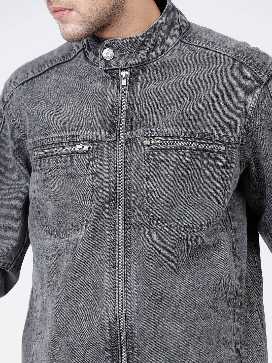 HIGHLANDER Men Grey Solid Jacket