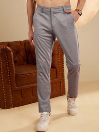 DENNISON Men Textured Smart Tapered Fit Easy Wash  4-Way Lycra Chinos