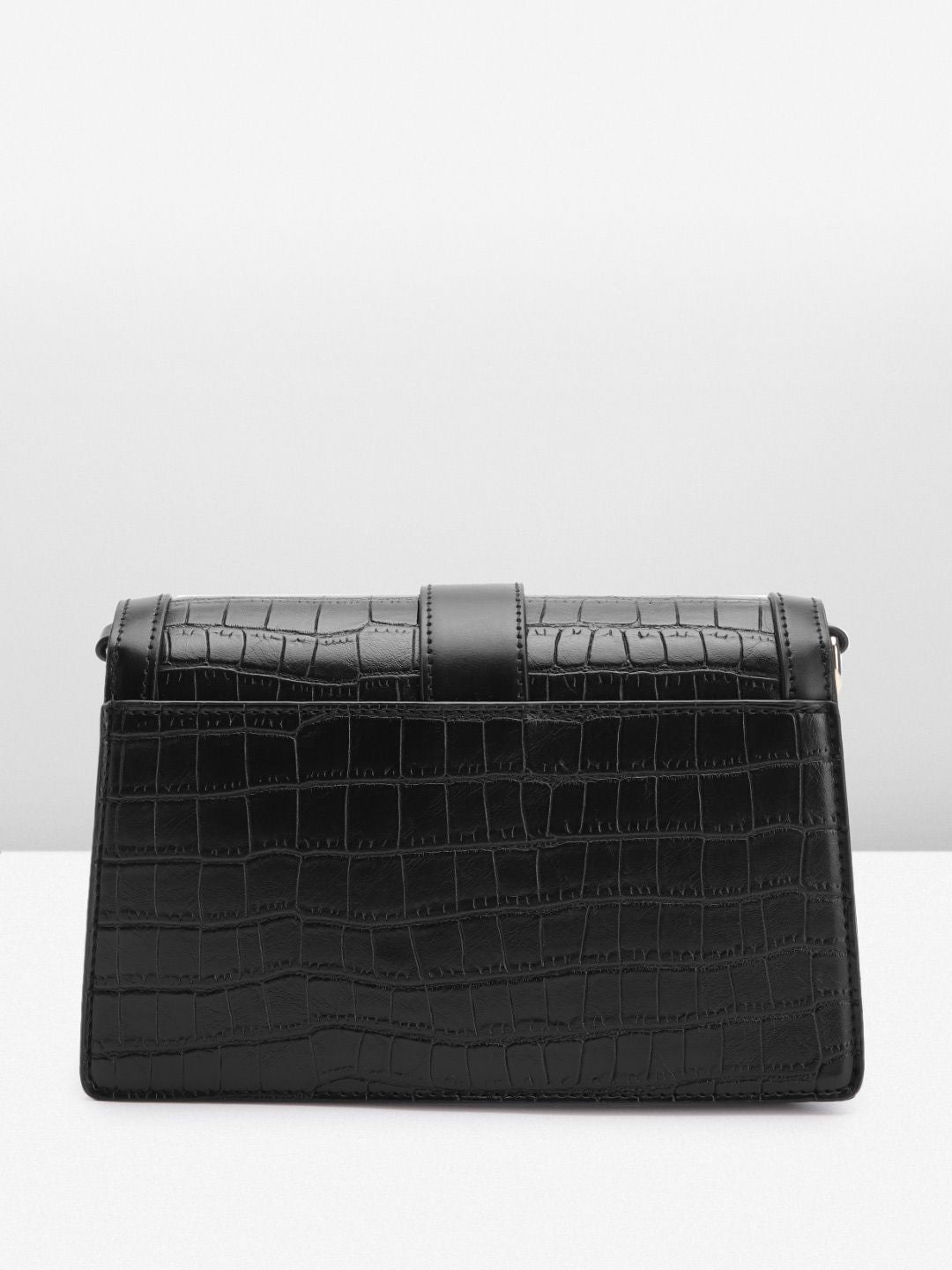 Lino Perros Croc Textured Structured Shoulder Bag