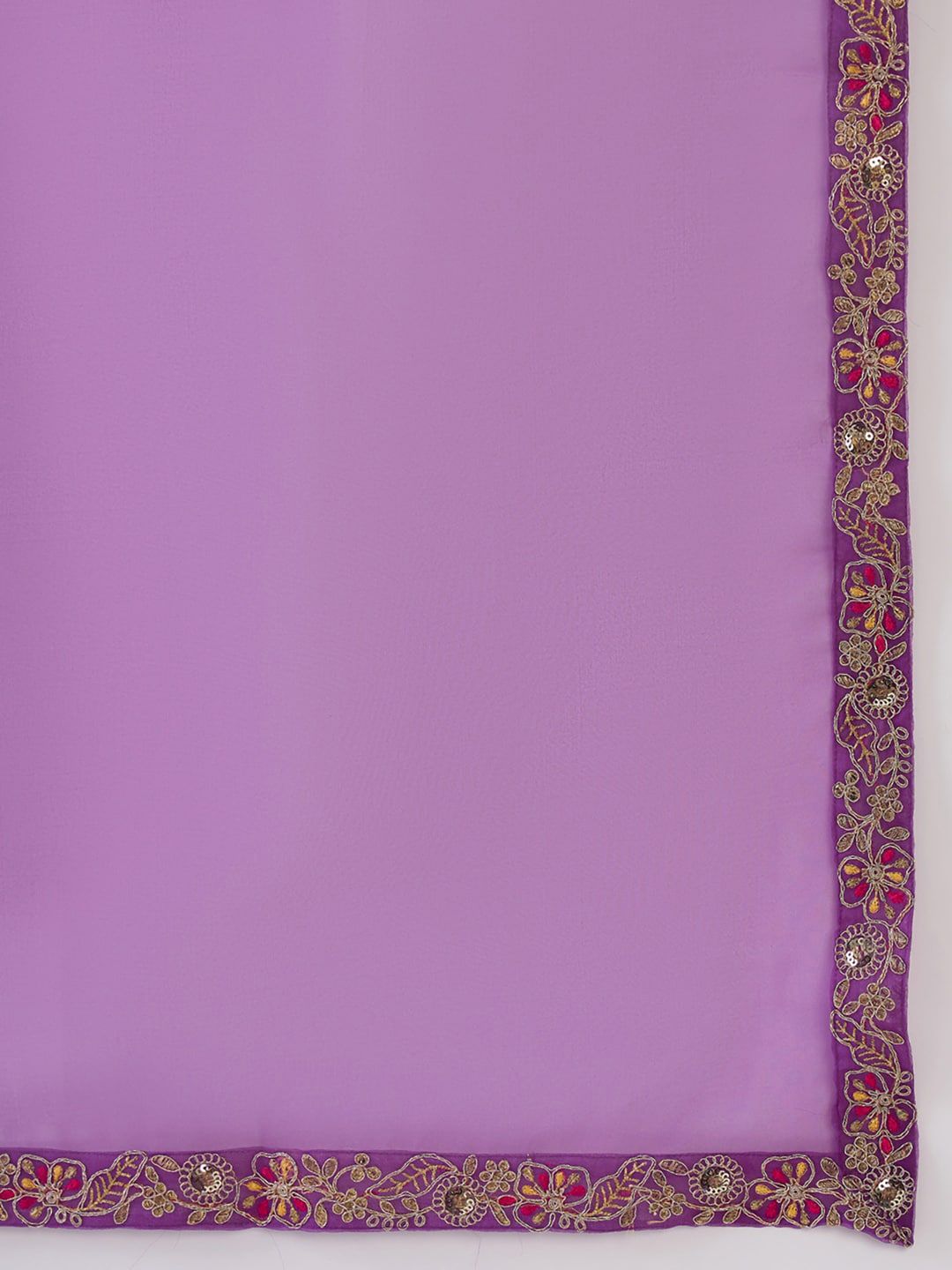 Indo Era Floral Embroidered V-Neck Liva Kurta with Trousers & Dupatta