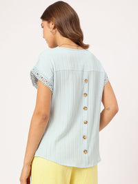 DressBerry Lacy Luxe Self-Striped A-Line Top