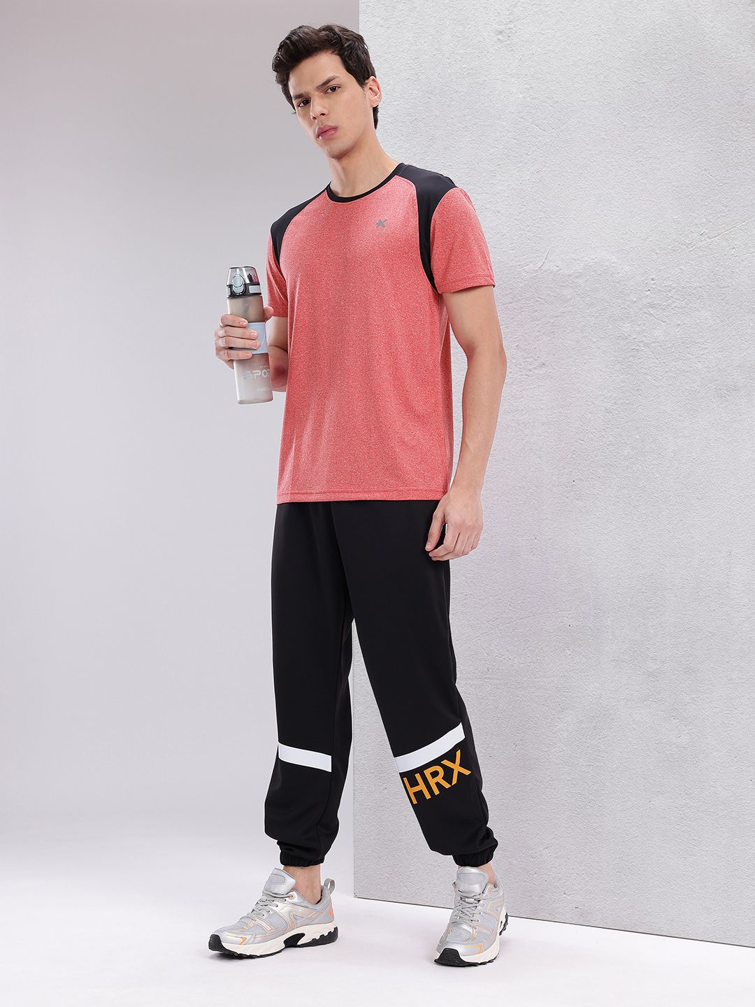 HRX by Hrithik Roshan Contrast Panel Rapid-Dry Training T-shirt