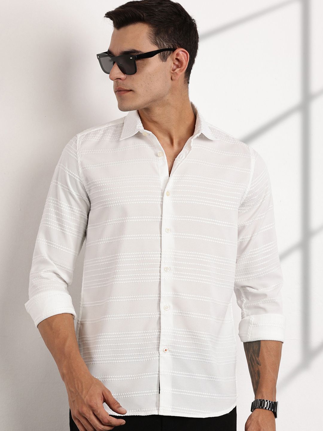 Thomas Scott Men Premium Slim Fit Opaque Casual Shirt