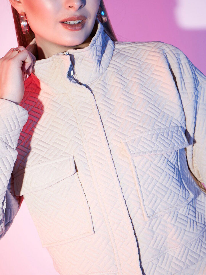 STREET 9 Stand Collar Crop Quilted Jacket