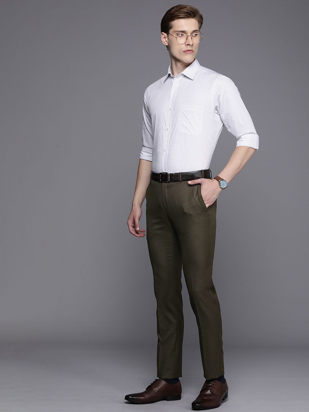 Raymond Men Textured Slim Fit Formal Trousers