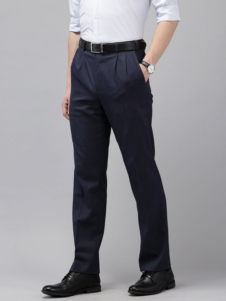 Park Avenue Men Textured Pleated Trousers