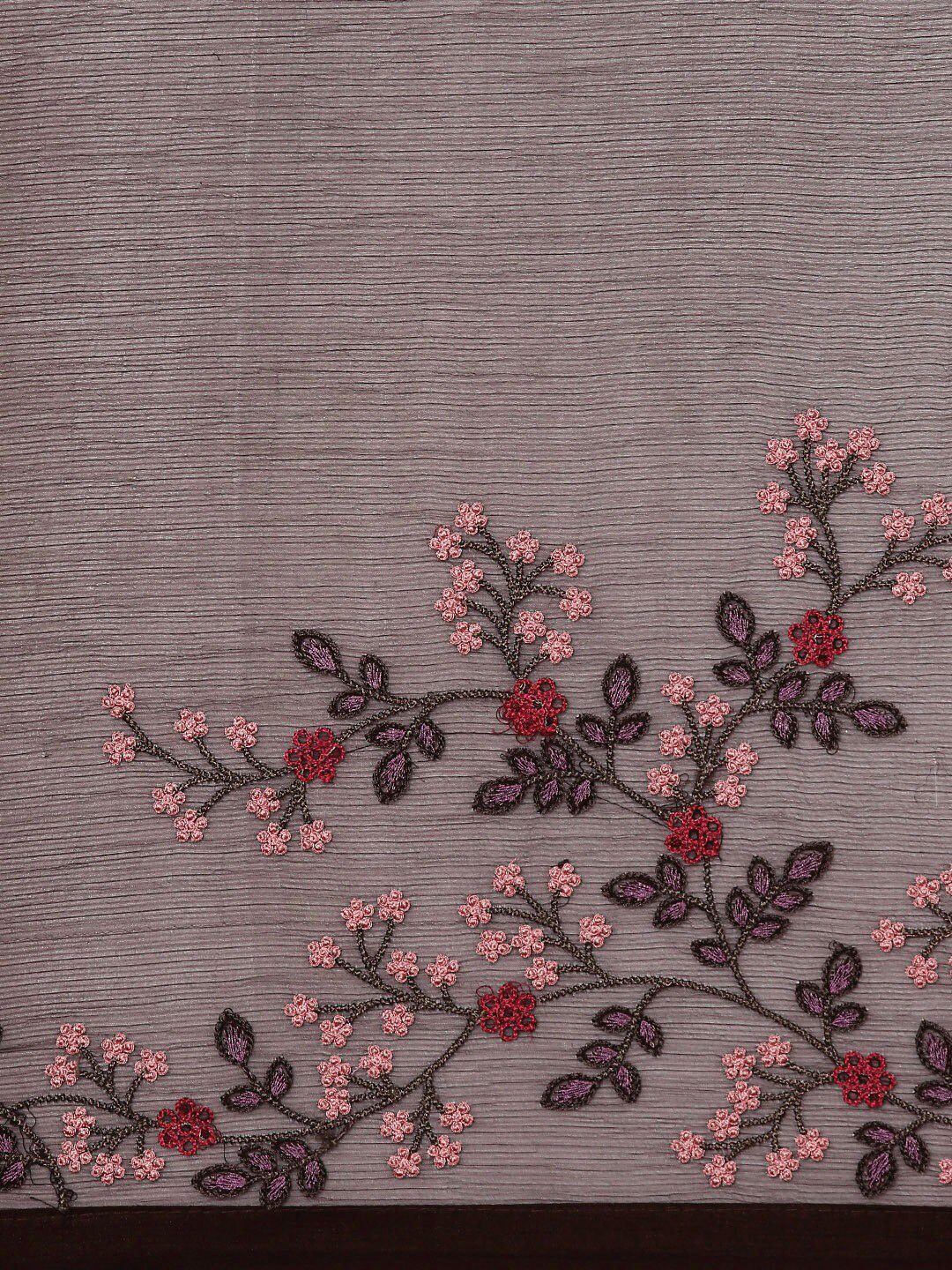 KALINI Floral Embroidered Pure Chiffon Saree