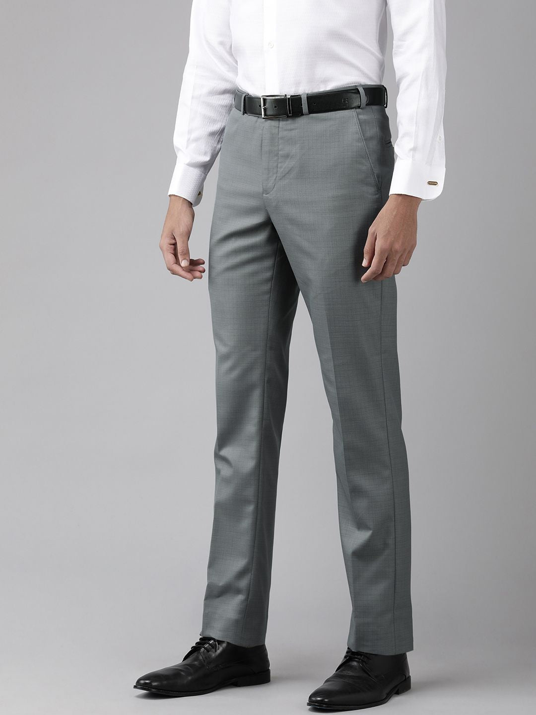 Park Avenue Men Textured Smart Regular Fit Formal Trousers
