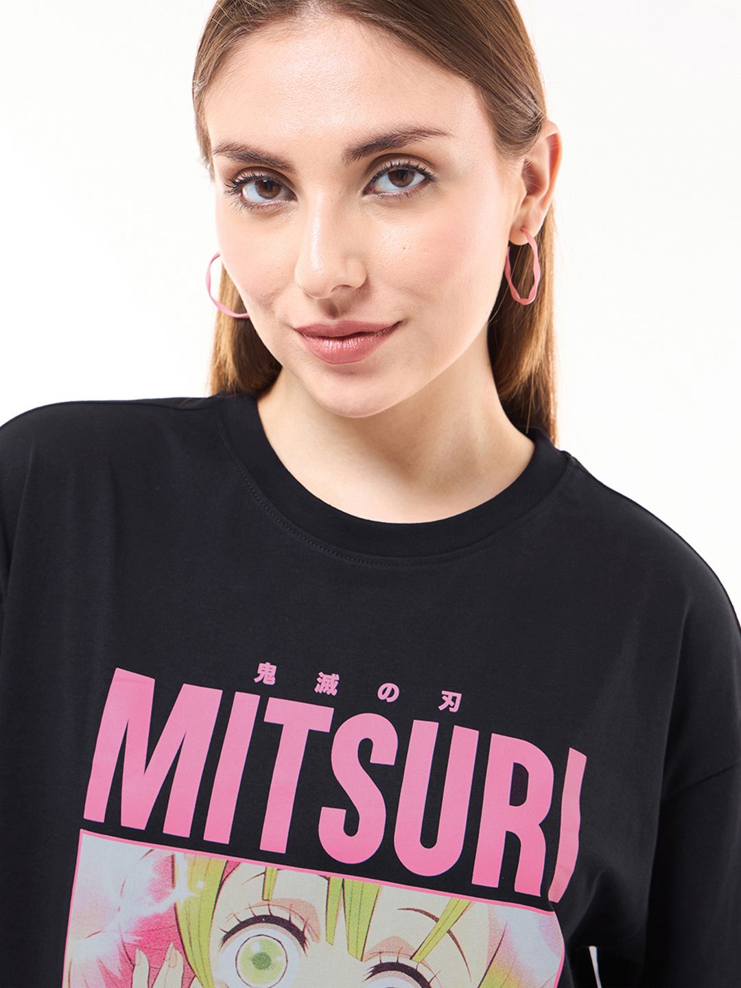 Bewakoof Women Graphic Printed Round Neck Pure Cotton Oversized T-shirt