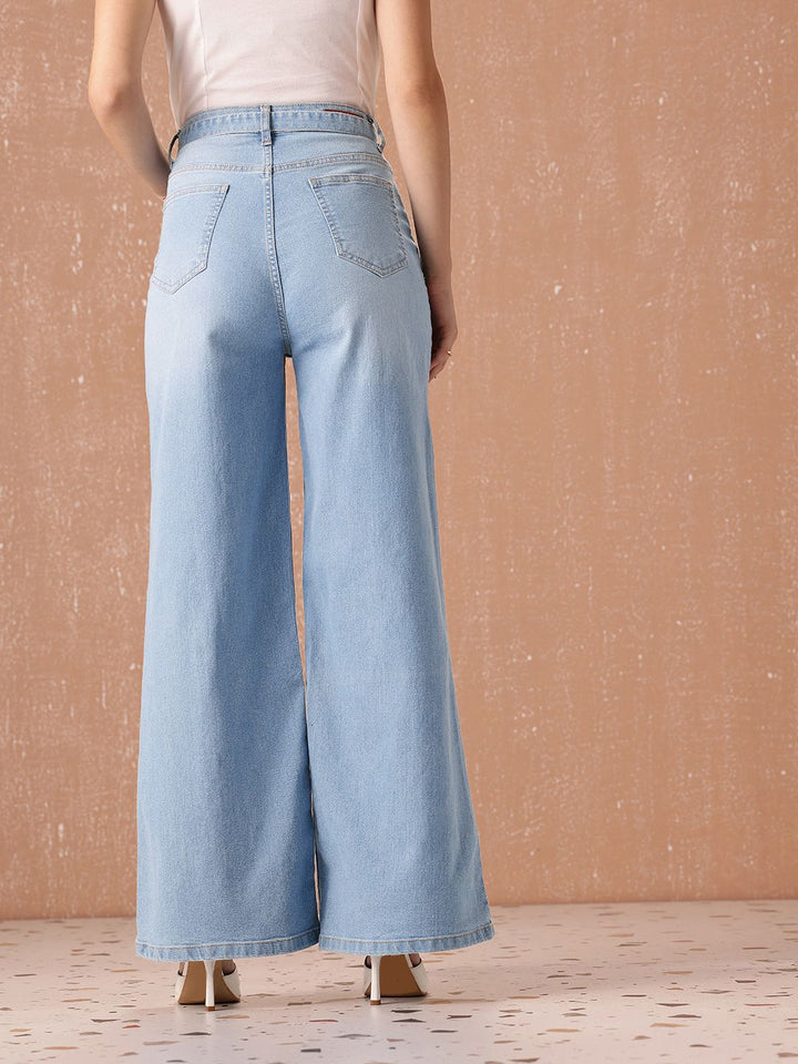 all about you Women Wide Leg High-Rise Heavy Fade Stretchable Jeans